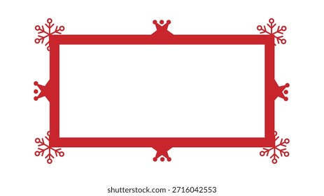 Rojo festivo, frontera de Navidad con acentos de copo de nieve Ilustración vectorial