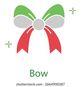 Red Festive Christmas Bow Vector Icon for Holiday Gift Packaging