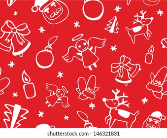 Red Festive Christmas Seamless Pattern