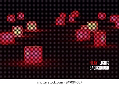 red festive lights glowing in the night, vector background