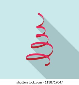 Red festive ribbon icon. Flat illustration of red festive ribbon vector icon for web design