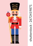 Red Festive Solder Nutcracker Toy with Red Scepter,  Christmas Toy Character for Celebrate, Greeting Toy Figurine illustration