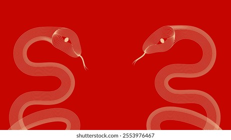 Red festive Year of the snake vector illustration background