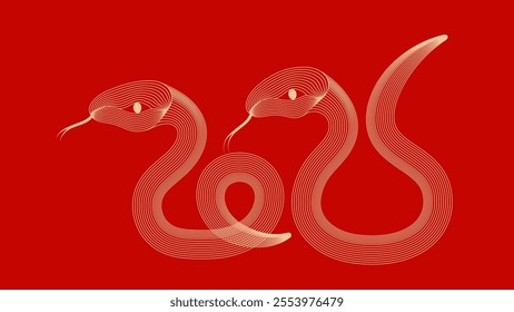 Red festive Year of the snake vector illustration background