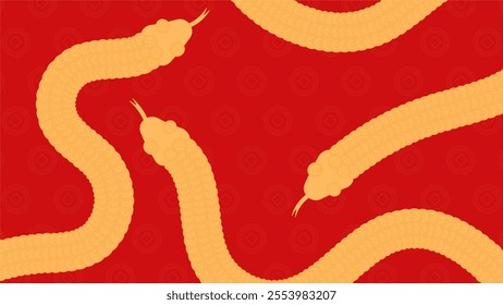Red festive Year of the snake vector illustration background