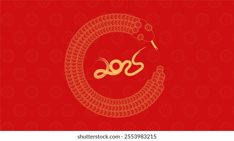 Red festive Year of the snake vector illustration background