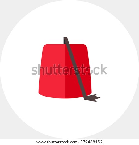 Red fez hat with tassel icon
