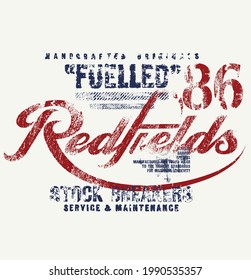 Red fields stock breakers grunge illustration T-Shirt Print graphic vector artwork