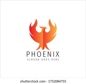 red fiery flame open wing phoenix vector icon logo design symbol of freedom, mystic and glory