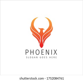 red fiery flame open wing phoenix vector icon logo design symbol of freedom, mystic and glory