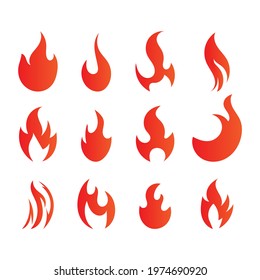 Red Fiery flames vector set, isolated on white background  , Vector illustration EPS 10