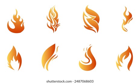 Red Fiery flames vector set isolated on a white background , illustration Vector EPS 10