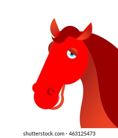Red fiery horse on white background. Animal symbol of year on Chinese calendar
