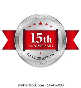 Red fifteen year anniversary seal