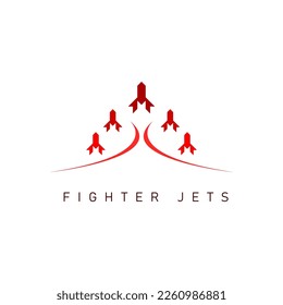 Red Fighter Jet Logo Design with Modern Concept