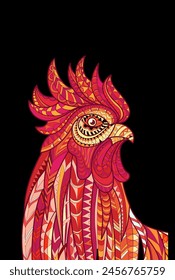 red fighting rooster vector illustration