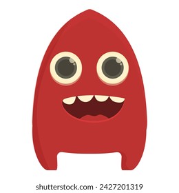 Red figure icon cartoon vector. Funny monster alien. Crazy mouth face