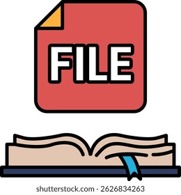 A red file folder with a white background. The folder is open to the middle of the page