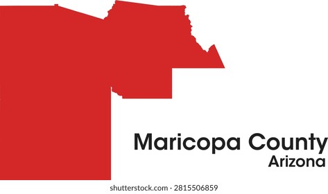 Red filled vector map of Maricopa County, Arizona, USA, isolated on a light background. Simple geographic illustration for travel, cartography, location, education, infographics, administrative divisions and regional planning concepts.