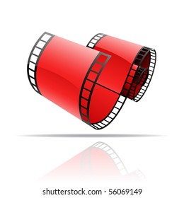 Red film reel isolated on white