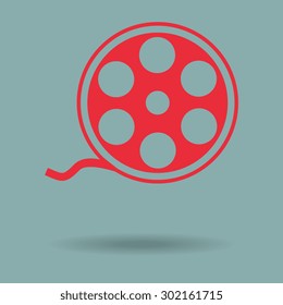 Red film reel vector icon 