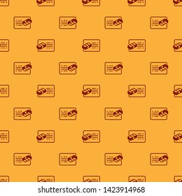 Red Financial document line icon isolated seamless pattern on brown background. Invoice and money icon. Budget planning, money saving and paying debt concept. Vector Illustration