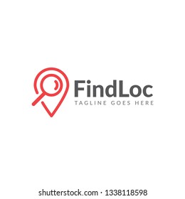 red find search location logo app icon vector template