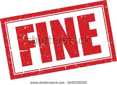 Red Fine Rubber Stamp in Grunge Vector in Sharp Double Border, Transparent Background