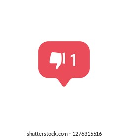 Red Finger down, new message bubble, quantity number notifications icons templates. Social network app icons.