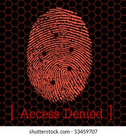 red fingerprint access denied vector illustration eps10