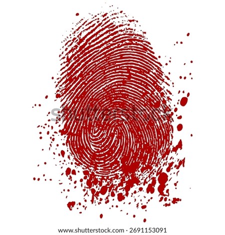 Red Fingerprint Identity Biometrics Security Vector Illustration