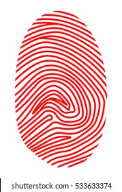 Red fingerprint on a white background. Vector illustration.