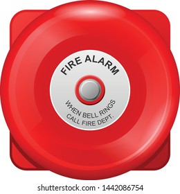 Red fire alarm bell - wall siren, school alarm, warning system