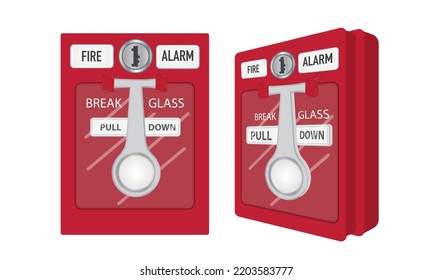 Red fire alarm box for warning and security system. Pull danger fire safety box. Fire Equipment on white background. vector,illustrator