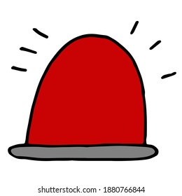 red fire alarm light for hazard warning, doodle style vector element, black outline,