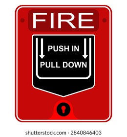 Red Fire Alarm Pull Down Station for Emergency Activation, Fire Safety, Evacuation and Warning Systems