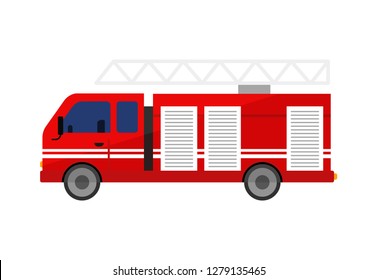 Red fire apparatus illustration. Auto, service, emergency. Transport concept. Vector illustration can be used for topics like social, service, rescue force