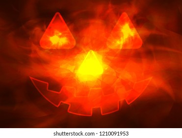 Red fire background with smoke effect and Halloween symbol image