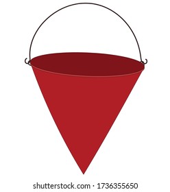 Red fire bucket icon or logo isolated on white vector illustration. Fire bucket vector picture.