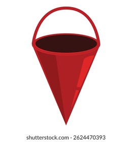 Red fire bucket standing up waiting for action, isolated over white background