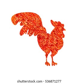 Red Fire Cock for print and poster, banner and sticker. Happy new year greeting card. Vector