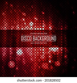 Fondo rojo del aligeramiento de la discoteca del fuego. Efecto mágico, fuego. Ilustración vectorial.