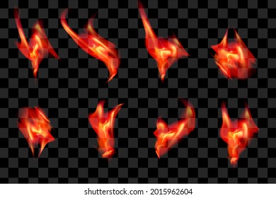 Red fire effect set collection element series flame burn eps vector editable