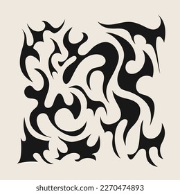 Red Fire Element Vector Cartoon. Old school seamless pattern.