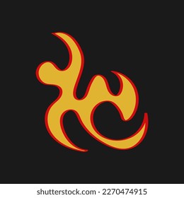 Red Fire Element Vector Cartoon. Old school seamless pattern.