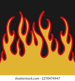 Red Fire Element Vector Cartoon. Old school seamless pattern.