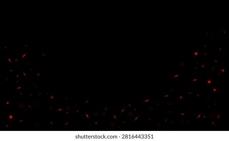 Red fire embers, glowing sparks, dust and radiant particles forming a dynamic spark shower effect on a black background. Suitable for VFX, action, and cinematic scenes.