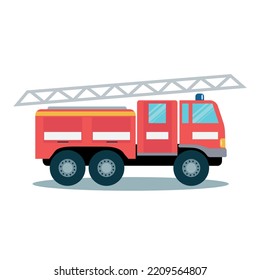 Red fire engine, emergency rescue truck isolated on white