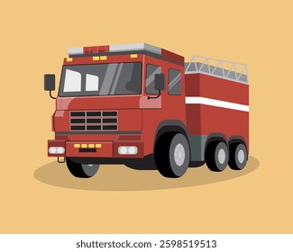 red fire engine with orange background
