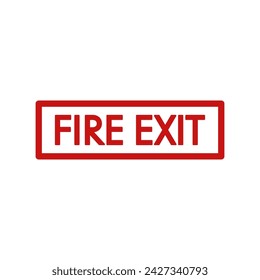 Red fire exit sign isolated on white background.